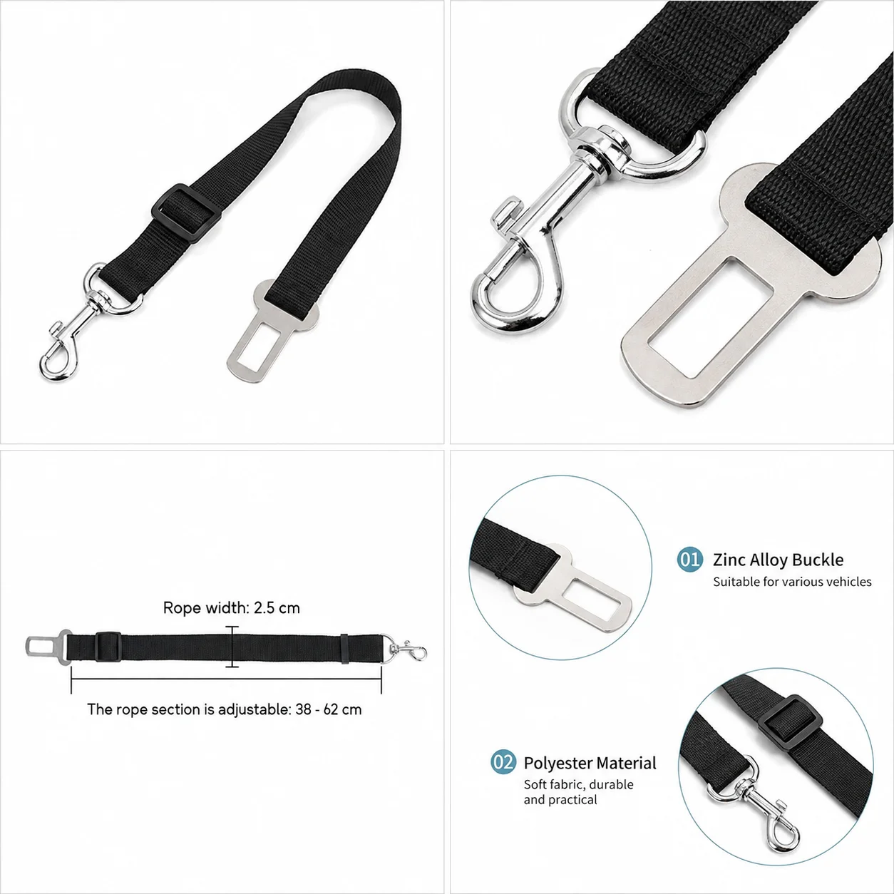 Pet Cat Dog Car Seat Belt Adjustable Safety Travel Clip Reflective Elastic Traction Rope French Bulldog Dog Accessories Supplies