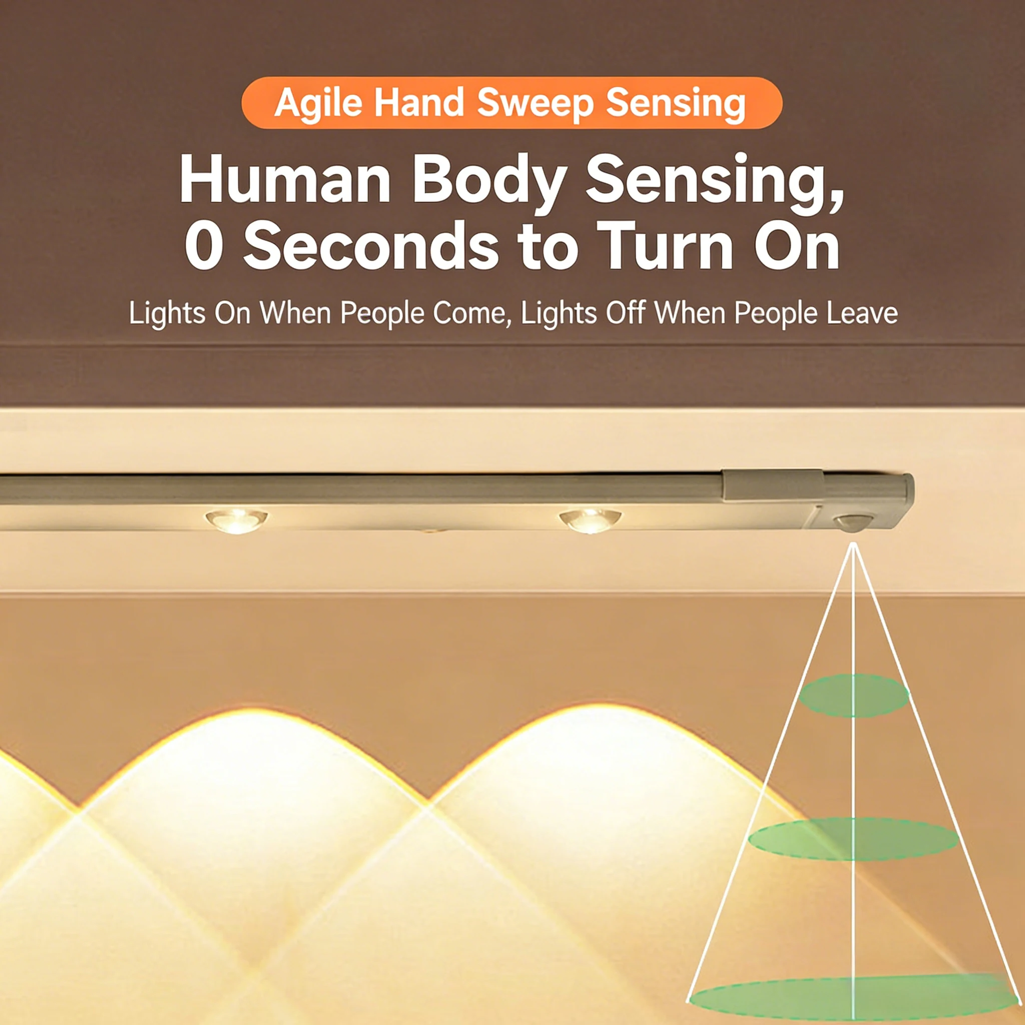12-50cm LED Motion Sensor Light Night Wireless Lamp USB Battery Rechargeable Wall Under Cabinet For Bedroom Kitchen Lighting