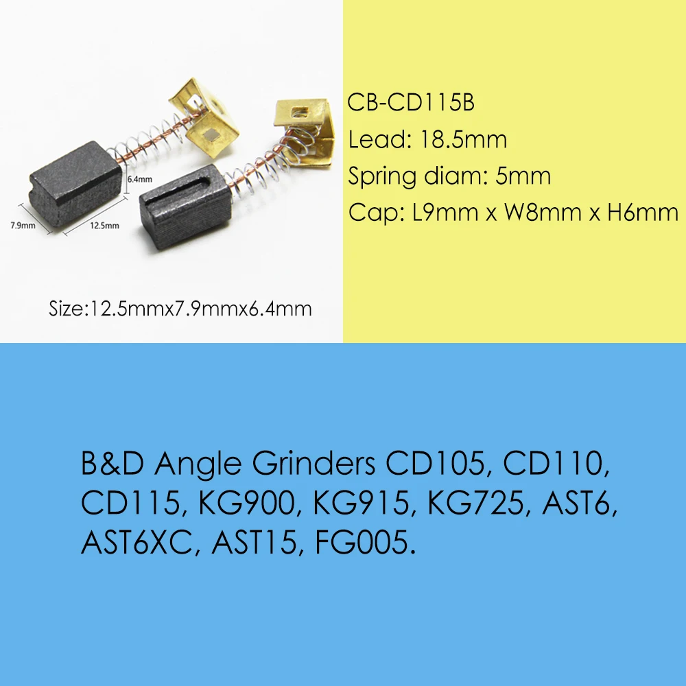 5 Pairs Carbon Borstels 6.4X7.9X12.5Mm 596071-00 Voor Black Decker Hoek Grinder Elektrische Motoren CD105 CD110 CD115 KG900