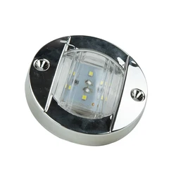 Luz LED de popa para barco marino, lámpara trasera blanca redonda impermeable, CC de 12V, accesorios para yate, RV, luz de popa para barco marino