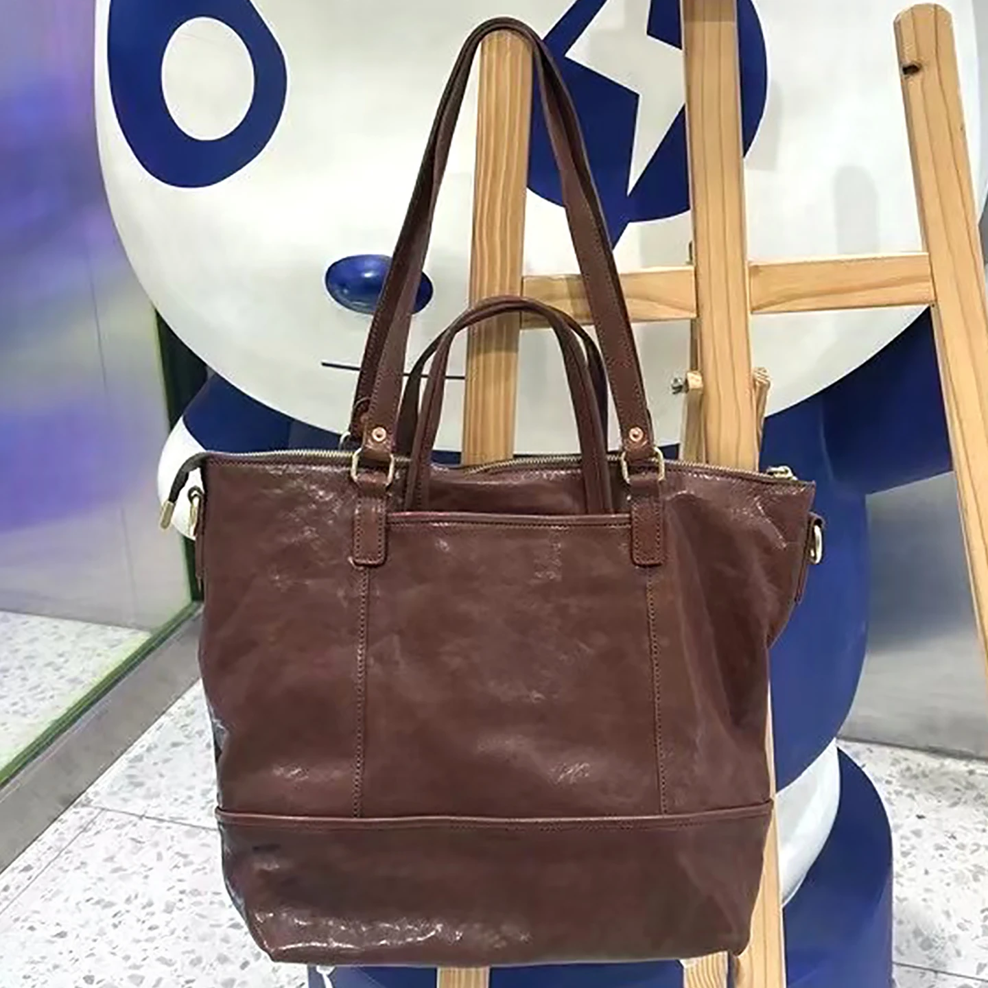 

XHTY Genuine Leather Retro Tote Bag Women's Handbag New Luxury Niche College Style Commute Full-grain cowhide Vintage bag