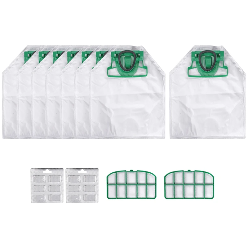 For VK200 FP200 Parts for Vorwerk Kobold Vacuum Cleaner Bag Replacement Filter 8 VK200 Bags+2 HEPA Filters+12 Fragrances