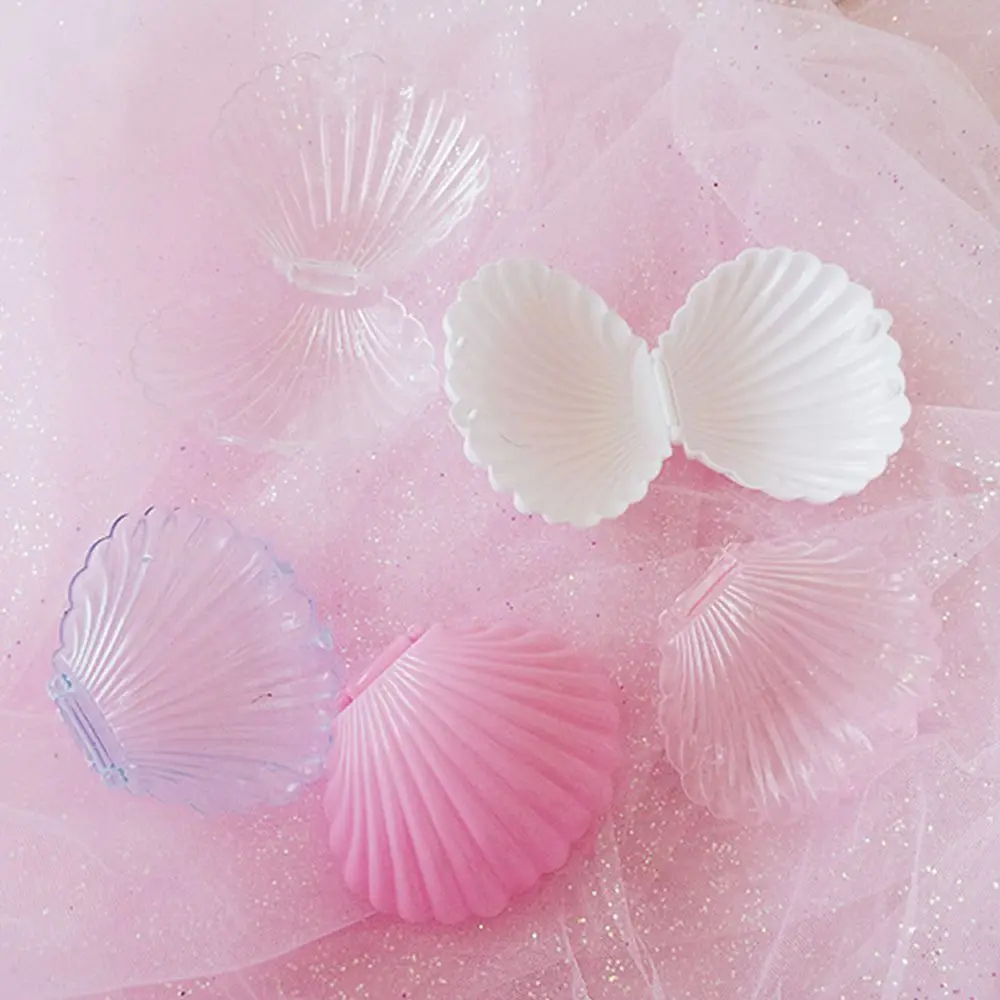 

Transparent Necklace Packaging Earrings Seashell Shape Storage Gift Jewelry Box Boxes
