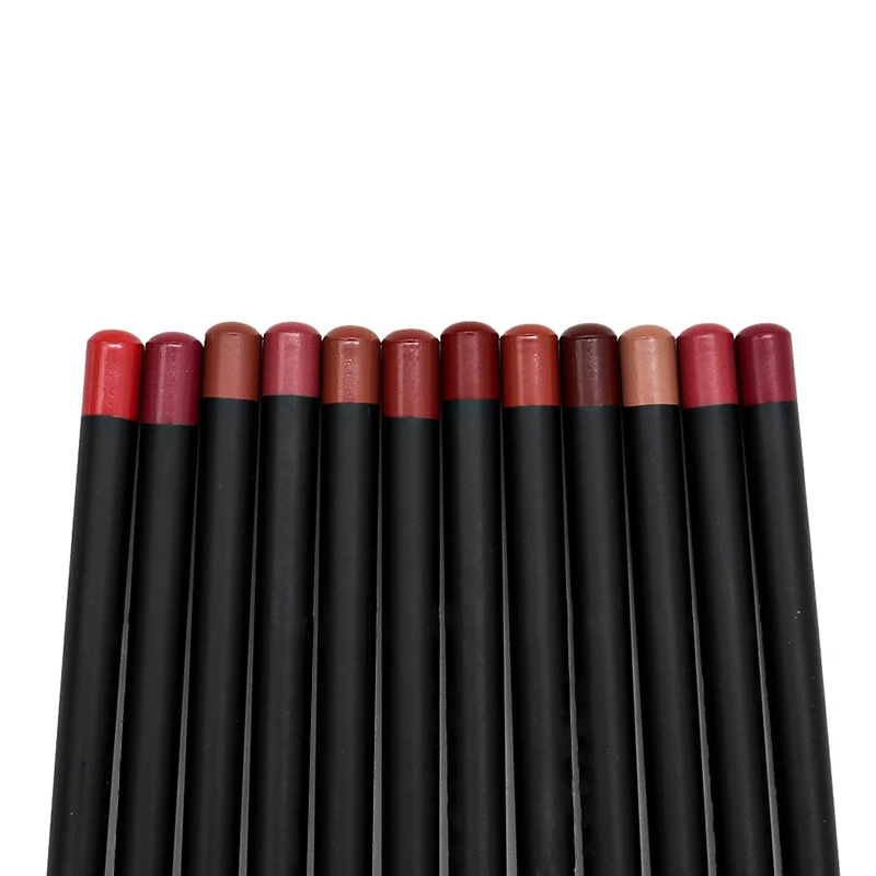 Matte Lipstick Pen Set, Lipliner, Maquiagem Nude, Maquiagem duradoura, Mantenha o batom, não desvanecer-se, impermeável, à prova de suor, novo, 12 pcs