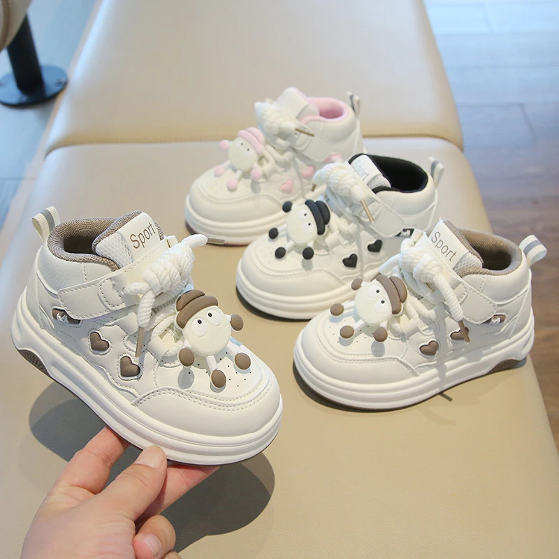 

Kids Cute Cartoon High Top Sneakers Toddler Casual Board Shoes With Hook And Loop Closure Non Slip Thick Sole Comfortable New