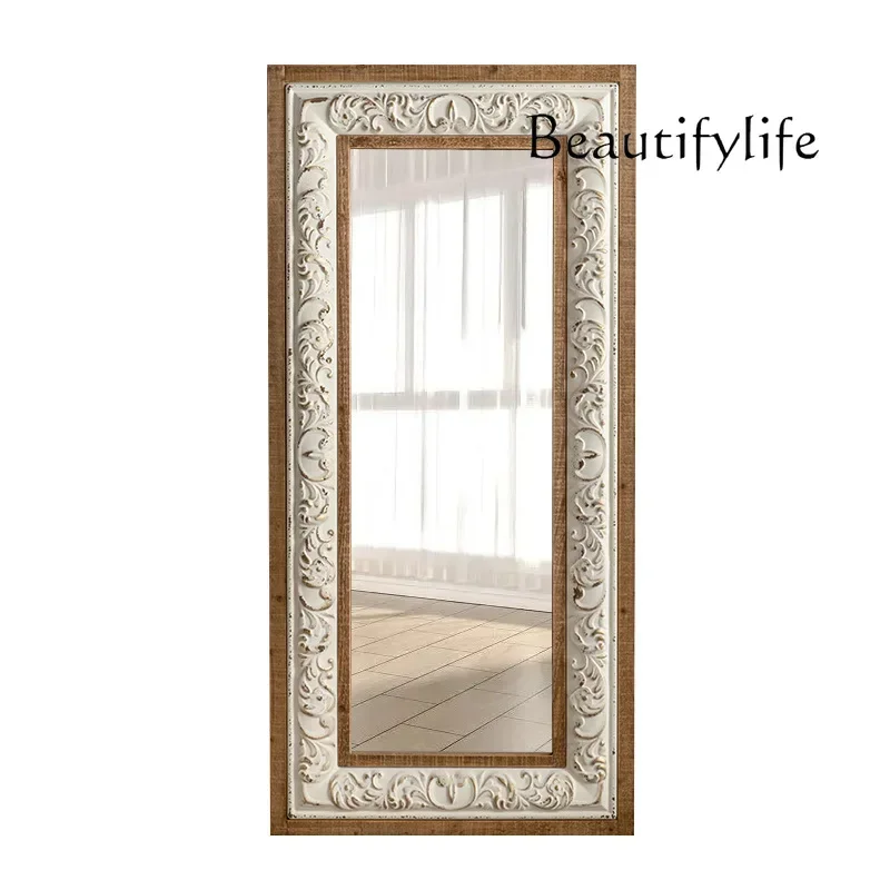 White European full-length mirror old full-body floor clothing store large fitting mirror wall-mounted mirror retro