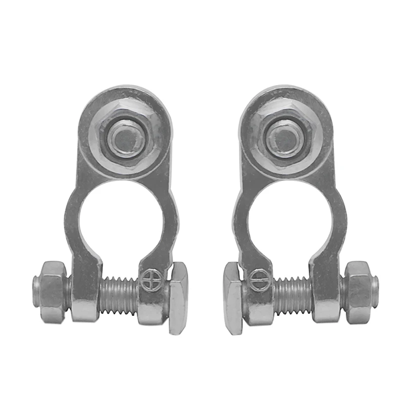 2Pcs Positive & Negative Cargo Type Zinc Coat Battery Terminals Clamp Connectors