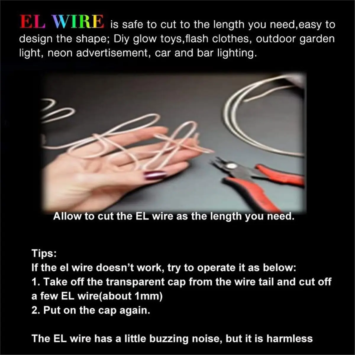 

5 Pack EL Wire, 10Ft Neon Glow Electroluminescent Wire (Red/Blue/Green/Pink/White), Perfect for DIY Designs