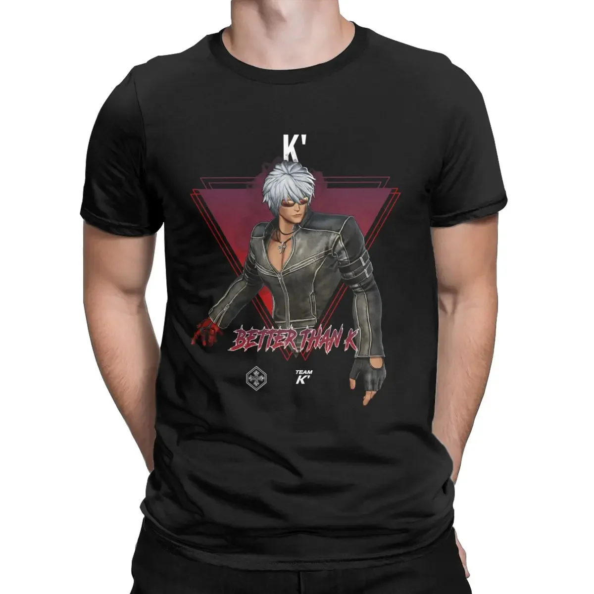 Camiseta con estampado de King of Fighters, camisa de manga corta de estilo coreano, informal, cuello redondo, suave