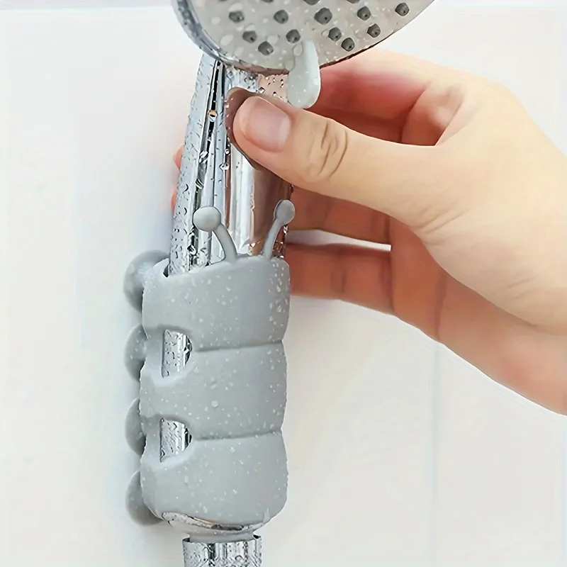 1pc Movable Shower Head Holder with Suction Cup Adjustable Reusable Silicone Punch-free Shower Holder Bathroom Hooks Accessories