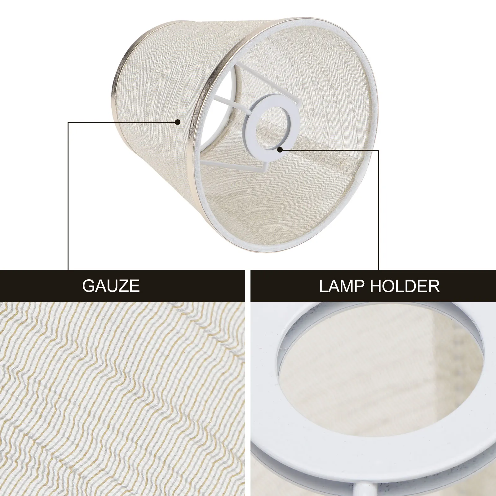 

Transparent Lampshade Gold Silver E27 Cloth Ch Cover Retro Kitchen Living Room Decorative Shade Easy Use Long Lasting