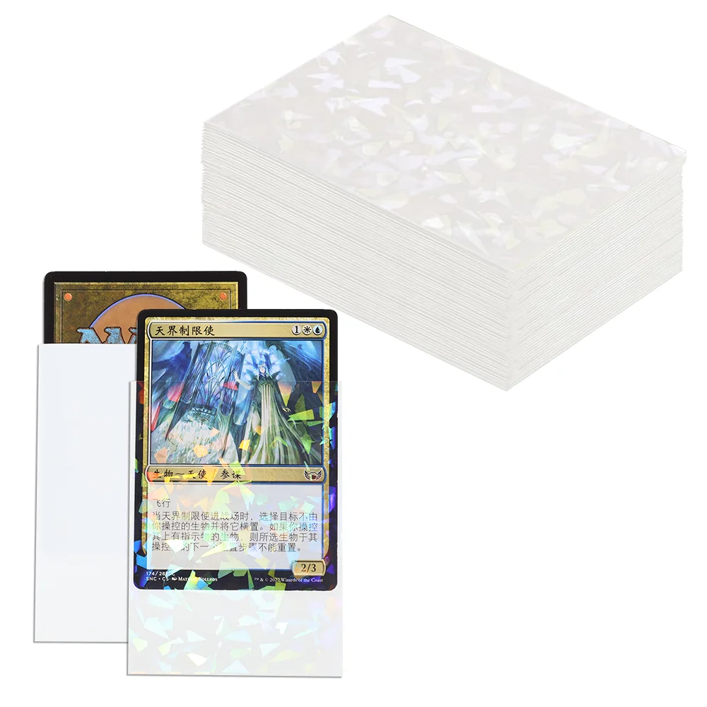 60 Stück holografische Kartenhüllen mit funkelndem Effekt, Standardgröße 66 x 91 mm, für TCG/MTG Idol-Foto-Sportkarten. Schützen Sie Ihre Karten. – Detail 3