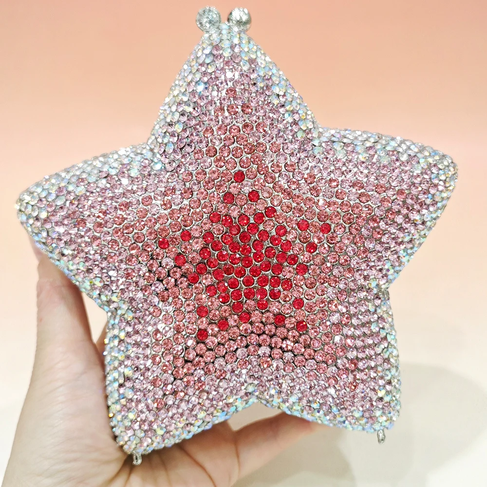 WHTUOHENG Star Rhinestone Evening Clutch  Lady Purses For Women Diamond  Formal Bags Mini Crystal Bags Party Clutch Handbag