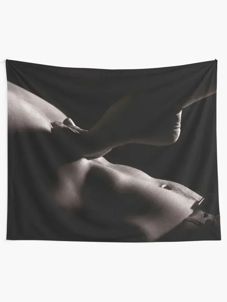 Woman foot on bare man chest sensual body parts closeup art print Tapestry Wall Art Christmas Decoration Tapestry