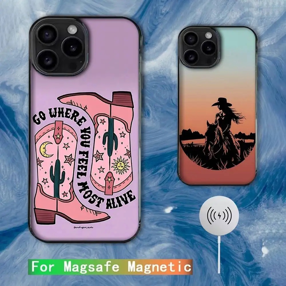 

Western Cowgirl Phone Case For iPhone 16e,16,15,14,13,12,11,Plus,Pro,Max,Mini Magsafe Magnetic Wireless Charging