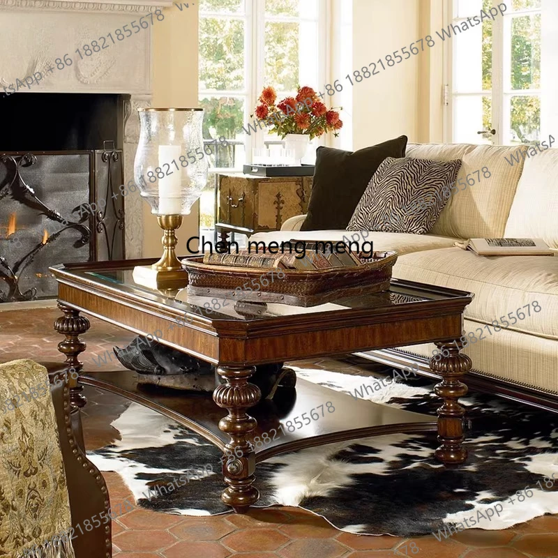 

Solid wood rectangular coffee table villa living room coffee table, furniture