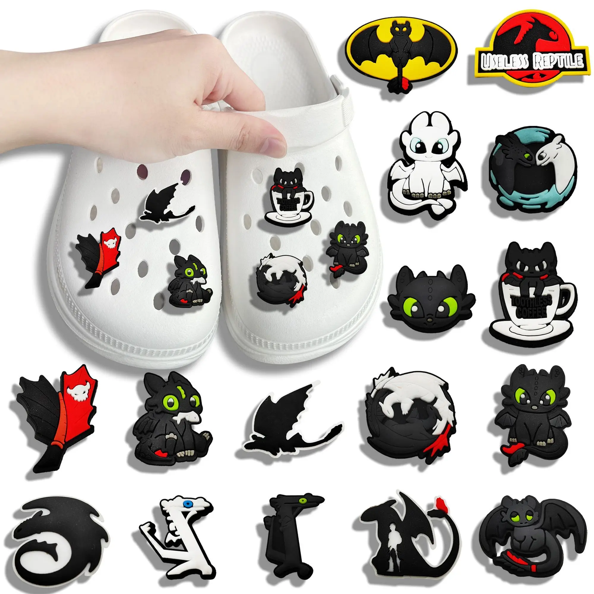 5-10pcs Cartoon Toothless Baby Clog Accessories Decorative DIY Parts Detachable Shoe Top Fun Novel Decorations