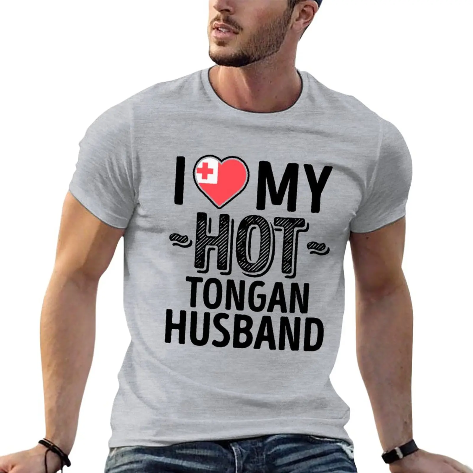 

I Love My HOT Tongan Husband - Cute Tonga Couples Romantic Love T-Shirt sublime summer tops plain heavyweight t shirts for men