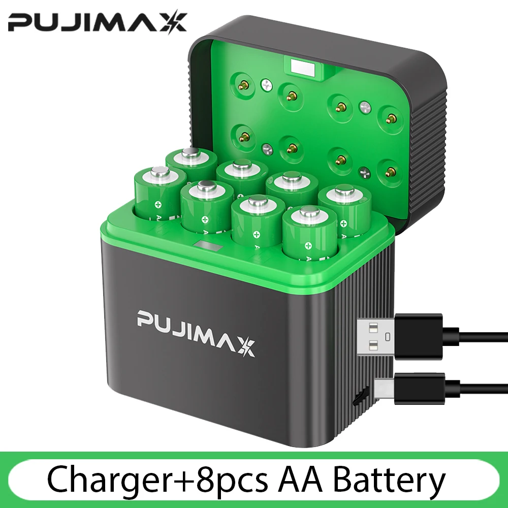 PUJIMAX Wiederaufladbares Lithium-Batterieladegerät 1,5V AA 4255mWh Batterien Hochleistungsbatterie für Maus, Fernbedienung, elektrisches Spielzeug