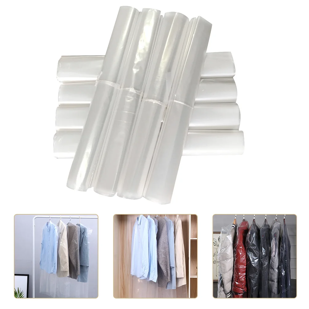 60 Pcs Clear Garment Dry Cleaning Bag Cleaner Bags Plastic Clothing Dust Cover Man Organizer