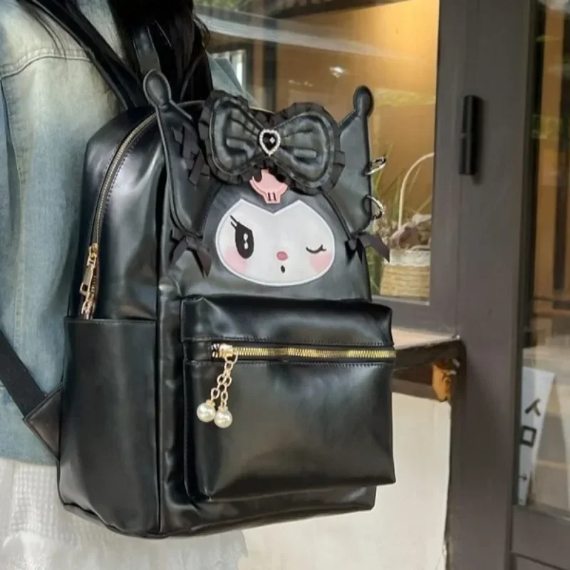 

Xiuya Cute Kuromi Womens Backpack Black Kawaii Fashion Sweet Aesthetic Backpacks Large Capacity Casual Female New Aesthetic Bags