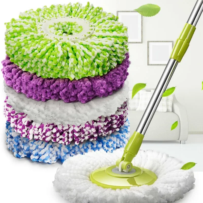 5PCS Mop Head Rotating Cotton Pads Replacement Cloth Spin for Wash Floor Round Squeeze Rag Cleaning Tools Household Microfiber