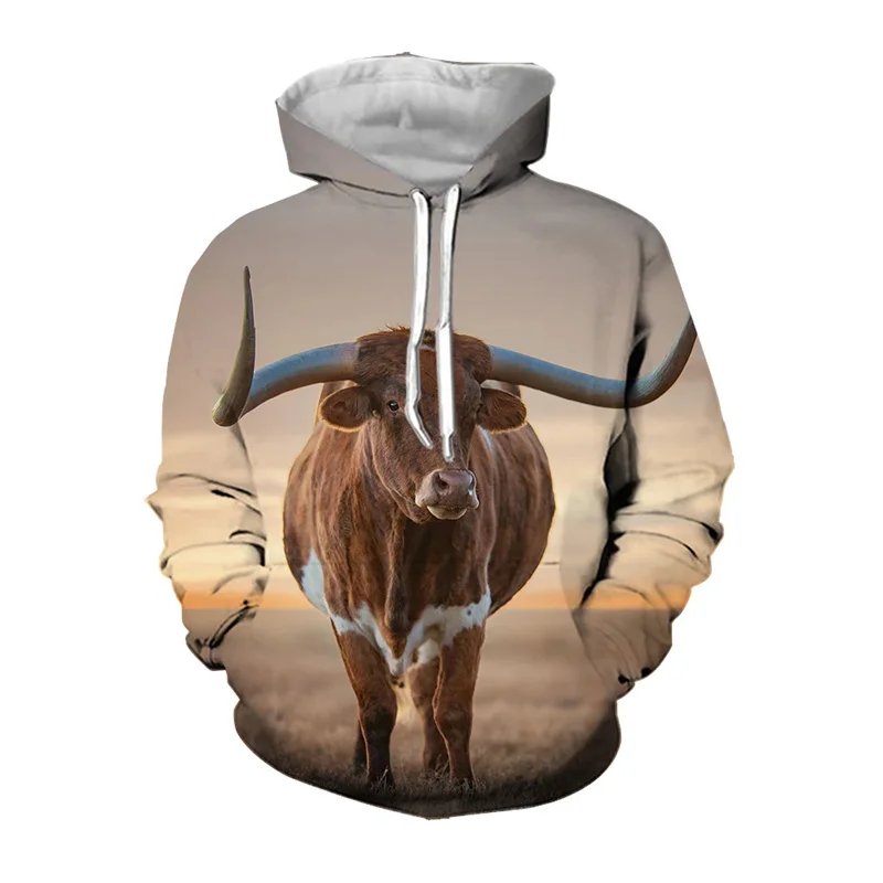 3D Printed Spanish Bullfights Hoodies For Men North African Bull Graphic Sweatshirts Casual Hooded Loose Long Sleeves Pullovers