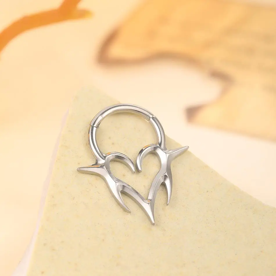 1 قطعة التيتانيوم الحاجز ثقب متمحور الجزء الأنف الدائري انقر هوب أقراط الأذن الغضروف اللولب ثقب مجوهرات للجسم #2