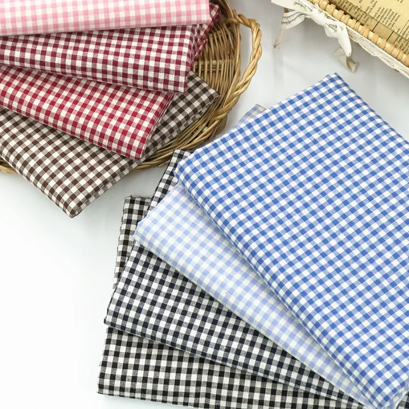 45x145cm Pure Cotton Plaid Fabric Red,Blue,Black Checkered Fabrics for DIY Tablecloth,Curtain,Home Decoration Handmade Sewing