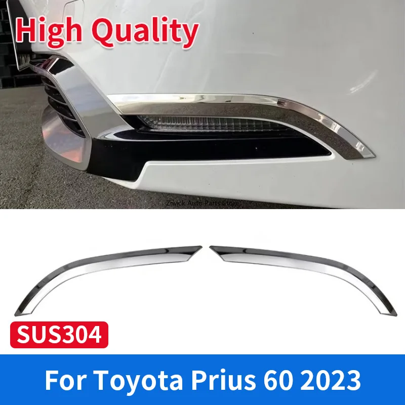 

High Quality Stainless Steel Chrome Car Styling External Accessories 2 PCS Fog Light Trim Lamp Cover for Toyota Prius 60 2023