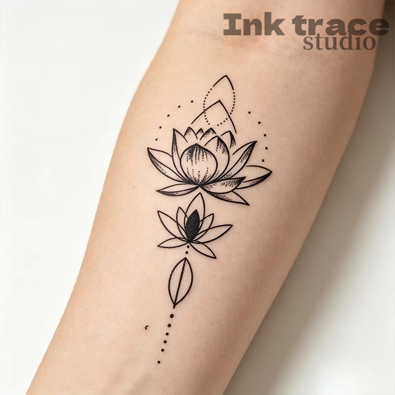 Lotus Pattern Semi-Permanent Temporary Tattoo Stickers Waterproof Neck Arm Back Suitable for Parties Festivals Daily Wear Skin P
