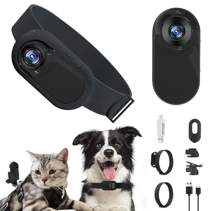 Pet Collar Camera HD 1080p Mini Sports Camera With Screen Video Recording Outdoor Wireless Camera Collar Pet Cat Safety Supplies