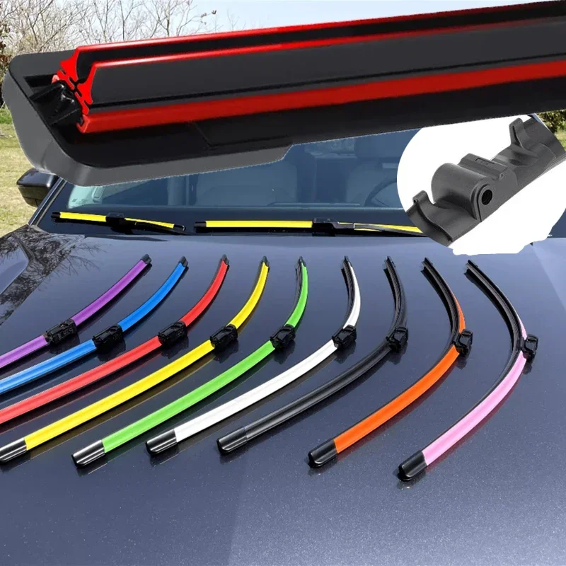 

Colorful SIDE PIN Car Windshield Wiper blades Universal Soft Double layer Rubber Frameless Bracketless 16" 19" 20" 22" 24"26"30"