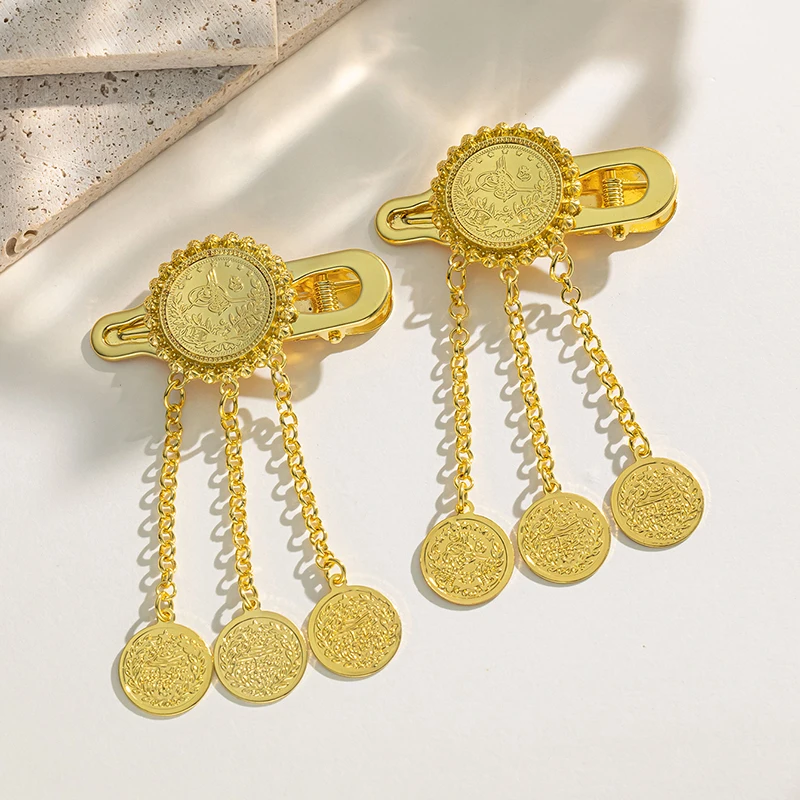 

New style women's hairpin coin plated gold jewelry arabic wedding jewelry bridal gift