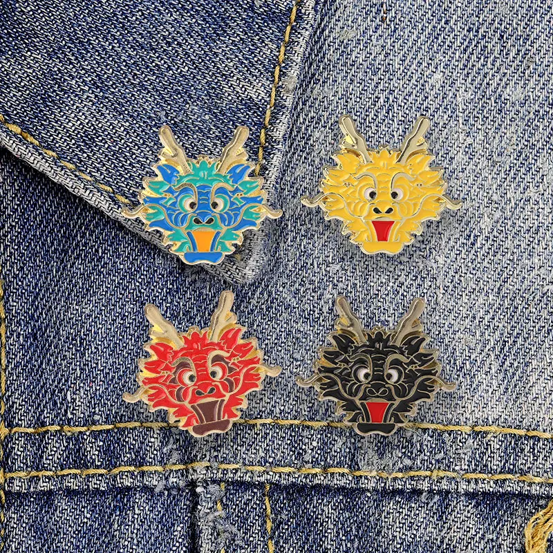 Fantasy Dragon Enamel Badges Collection Colorful Winged Dragon Pins Mythical Creature Metal Brooches Lapel Pin Set Gift For Men
