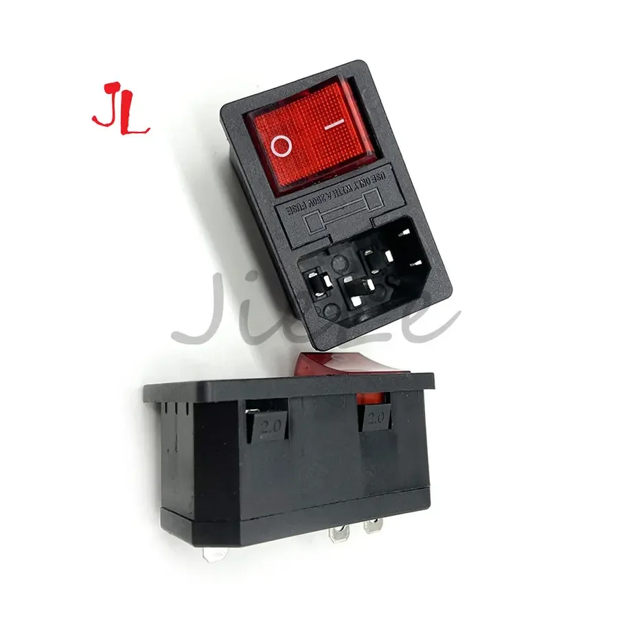 Integrated IO ON/OFF Switch Socket with Fuse LED, All-copper Terminals, Easy Wiring for Power Supply Cord Arcade Game Machine
