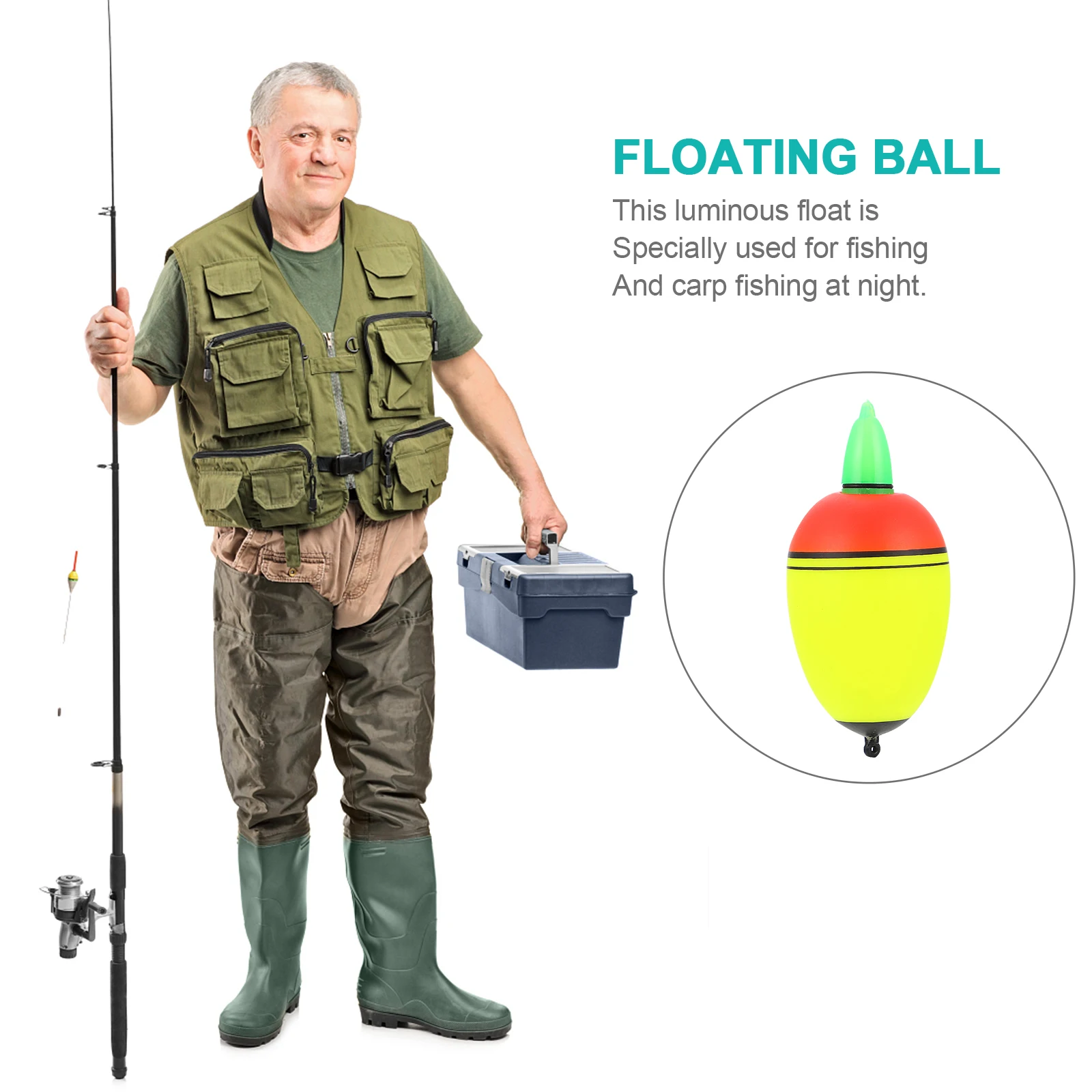 

Fishing Floats Night Glow 50G Hard Plastic Bright Carp Night Fishing Float Luminous Bobber Lighted Float Buoy Lighted Bobbers