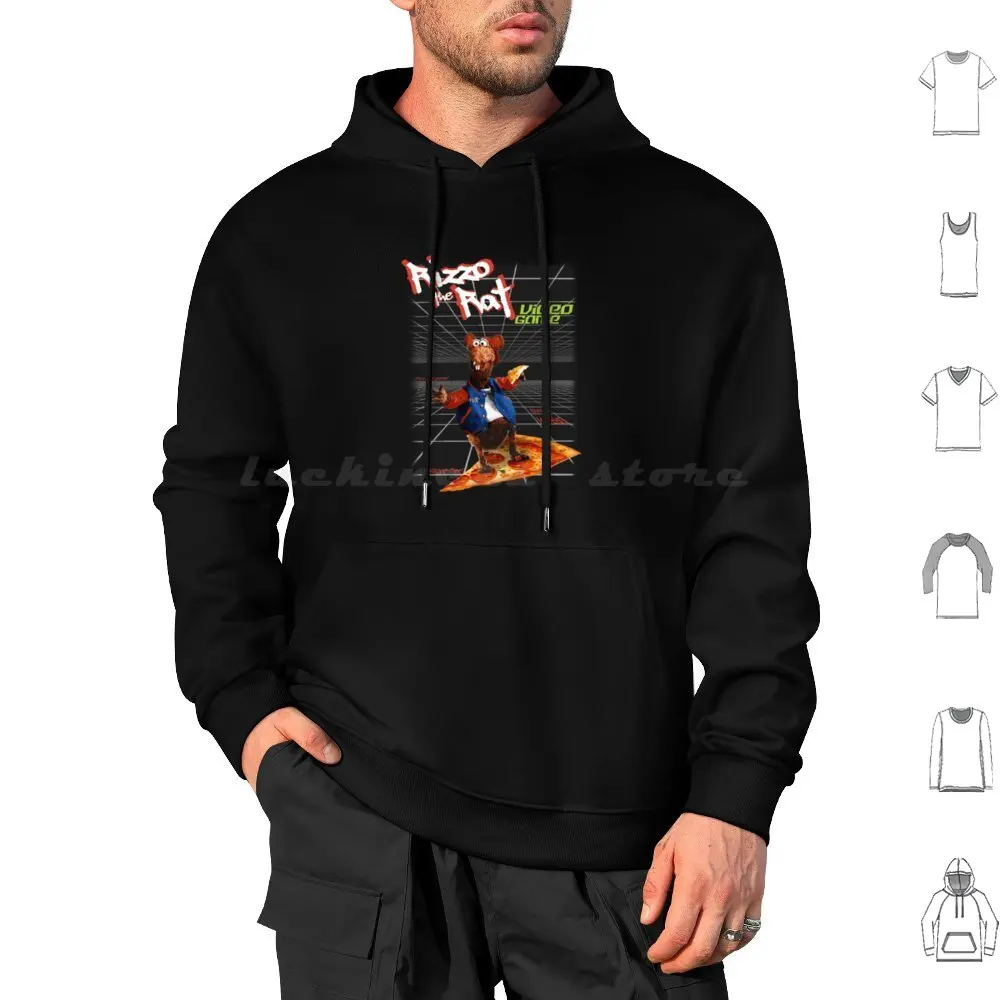 Rizzo Rat Video Game Hoodies Long Sleeve Rizzo The Rat Video Game Real Video Game Pizza Hoverboard Three Levels Rizzo