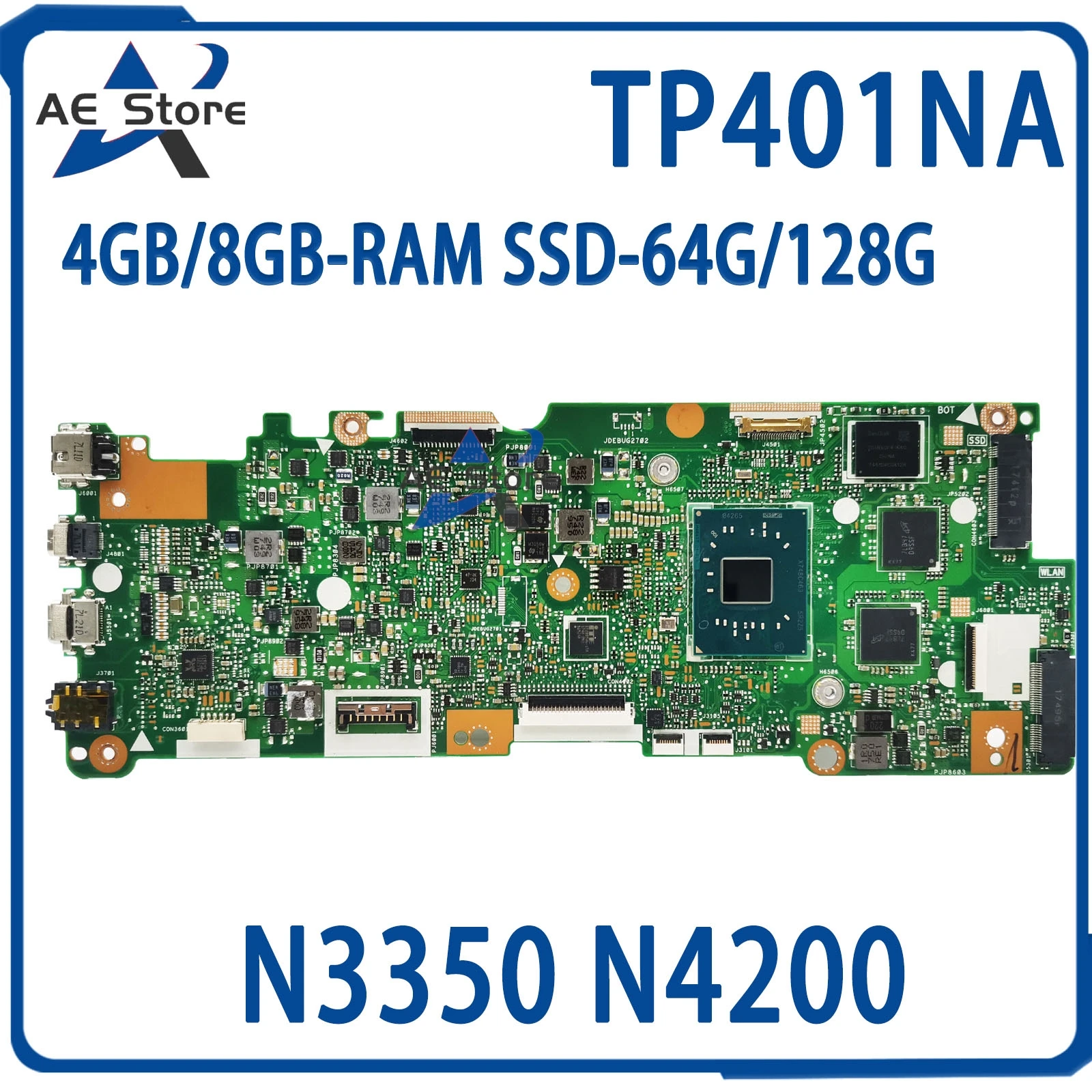 TP401NA Mainboard For ASUS Vivobook Flip 14  TP401 TP401N Laptop Motherboard N3350 N4200 4GB/8GB-RAM SSD-64G/128G MAIN BOARD