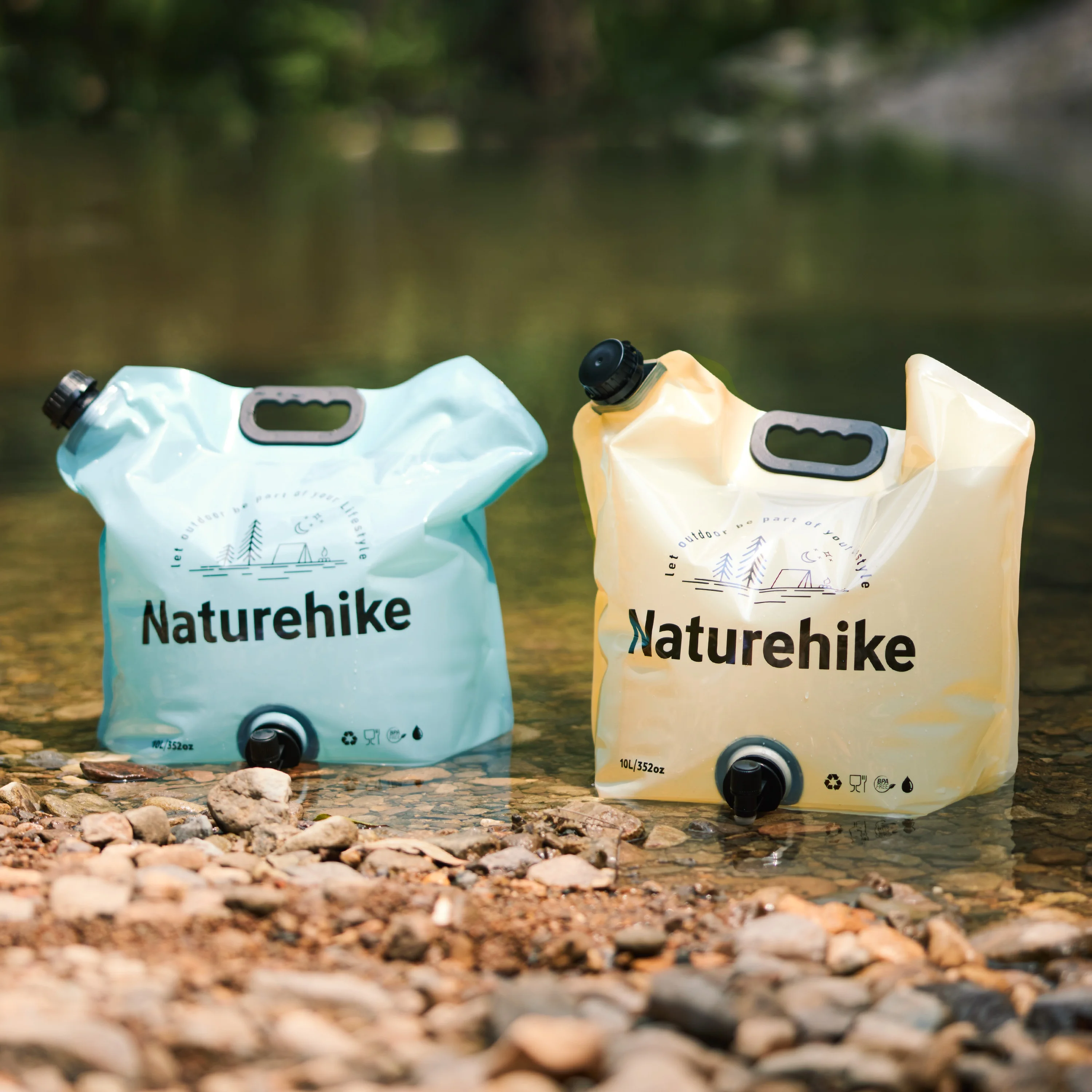 Naturehike-حقيبة حاوية مياه شرب للتخييم ، حقيبة سفر مقاومة للماء بصنبور ماء ، 10 لتر ، منتجات وصلت حديثًا ،