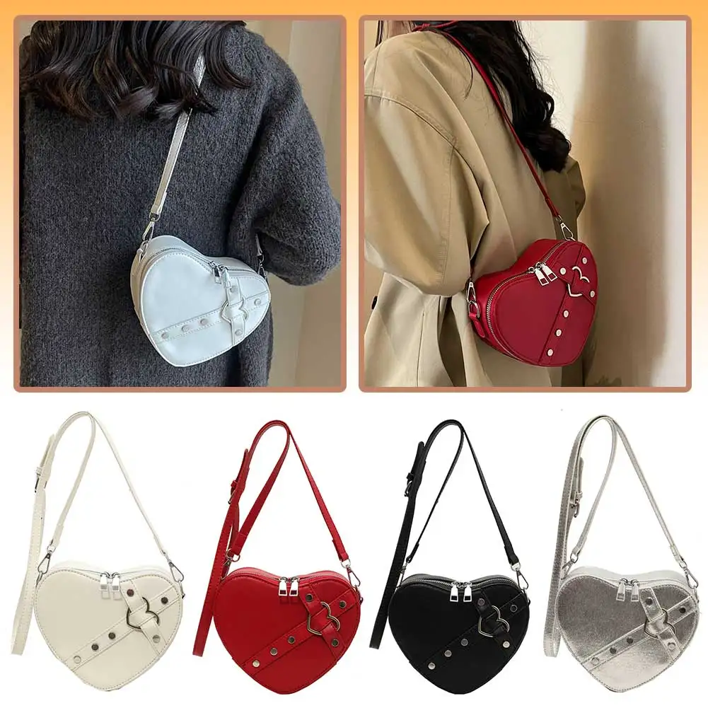 Fashion Love Heart Shape Shoulder Bag Small Handbags Designer Crossbody Bags For Women Solid Pu Leather Top Handle Bag