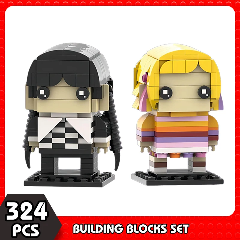 MOC Wednesday Series Movie Character Wolf Girl Brickheadz Action Figure Building Blocks Cute Girl Doll Bricks Toys