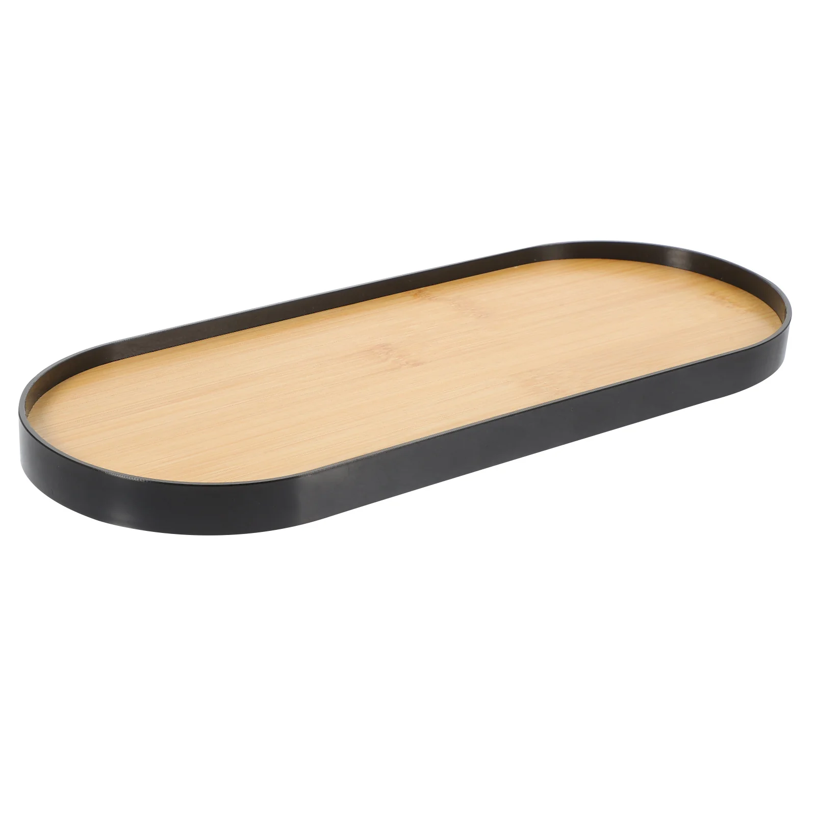 

Oval Bamboo Bathroom Vanity Tray Makeup Perfume Organizer Countertop Jewelry Cosmetics Storage Tray Cosmetics Storage Plate