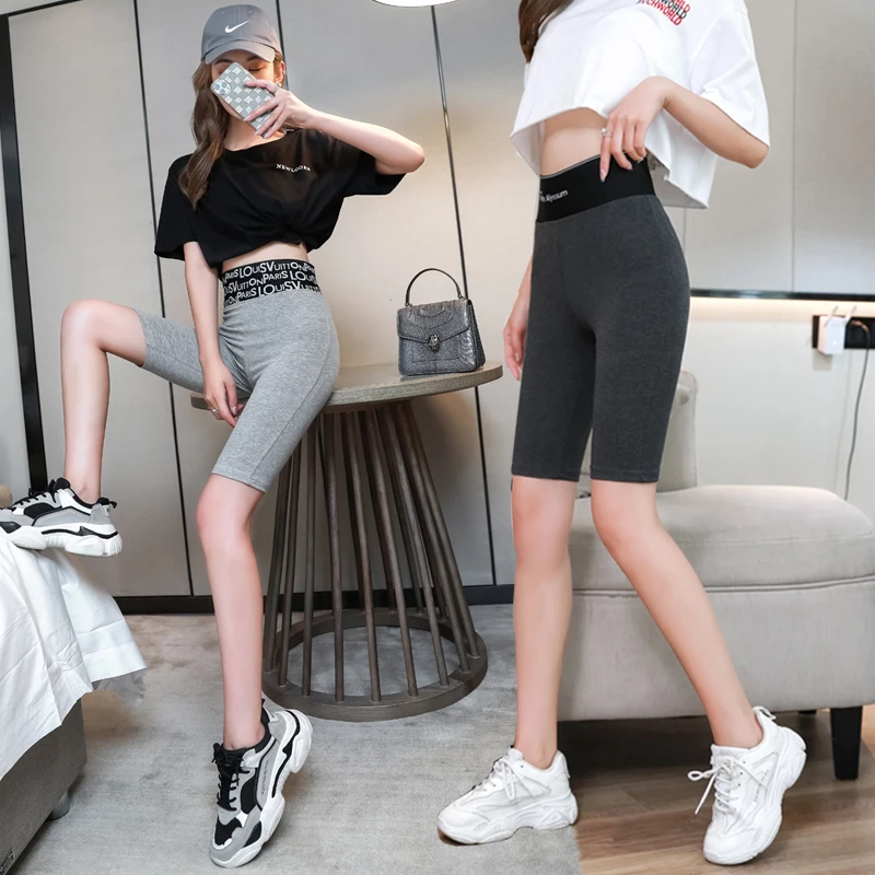 Fitn Cycling Pants Women's Tight Spor Thin Five-Point Bot Summer Lightweight Elastic Faionable Inner Leggings