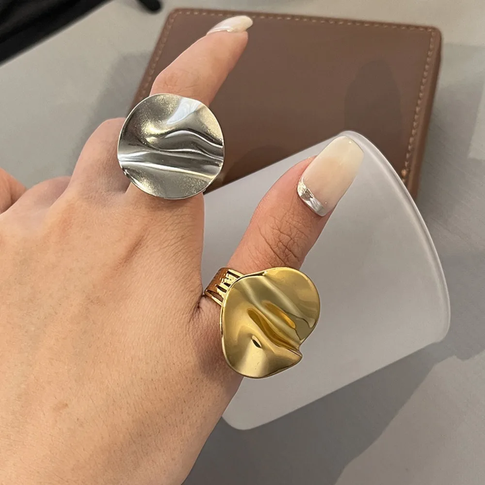 Bagues ajustables géométriques irrégulières rétro minimalistes pour femmes, style indémodable, bijoux en acier inoxydable pour banquets et soirées