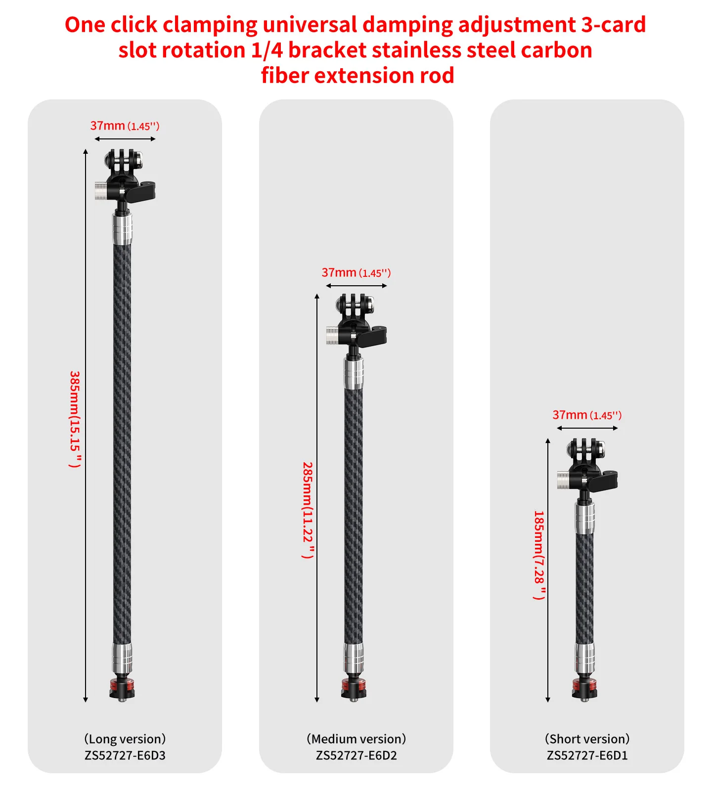 D12mm Carbon Fiber Tube Action Kamera Stativ Einbeinstativ Ausziehbare Selfie Stick Pole für GoPro 13 12 11 10 9 für Insta360 X2 X3 – Detail 12