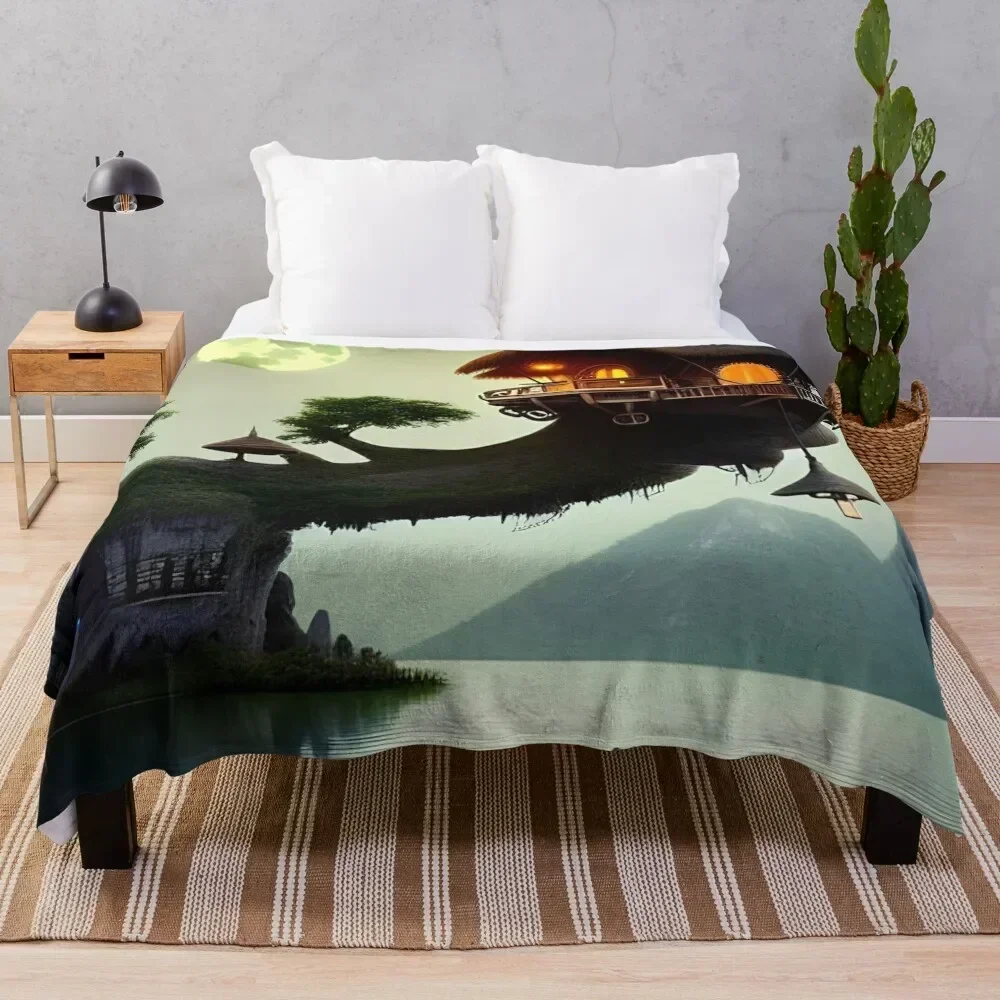 

Moonlit tree house generated by artificial intelligence Throw Blanket Warm Comfortable Blanket for Office Napping