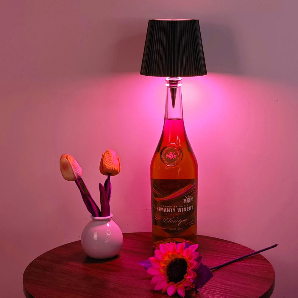 Lâmpada de garrafa sem fio 3 cores + rgb lâmpada de garrafa de vinho recarregável luz noturna decorativa para decorar salas de estar festas bares