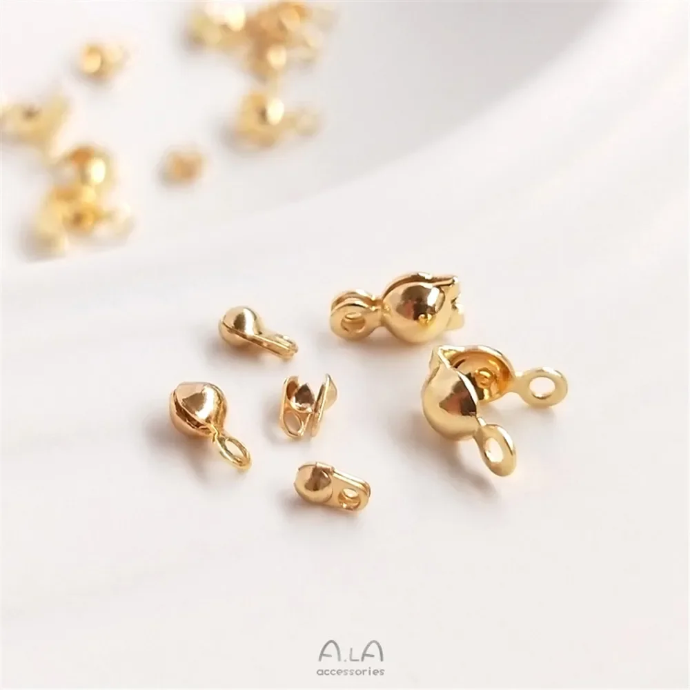 

14K Gold Plating Bag buckle pea buckle, double ear double button shell buckle, DIY bracelet necklace, bead chain accessories