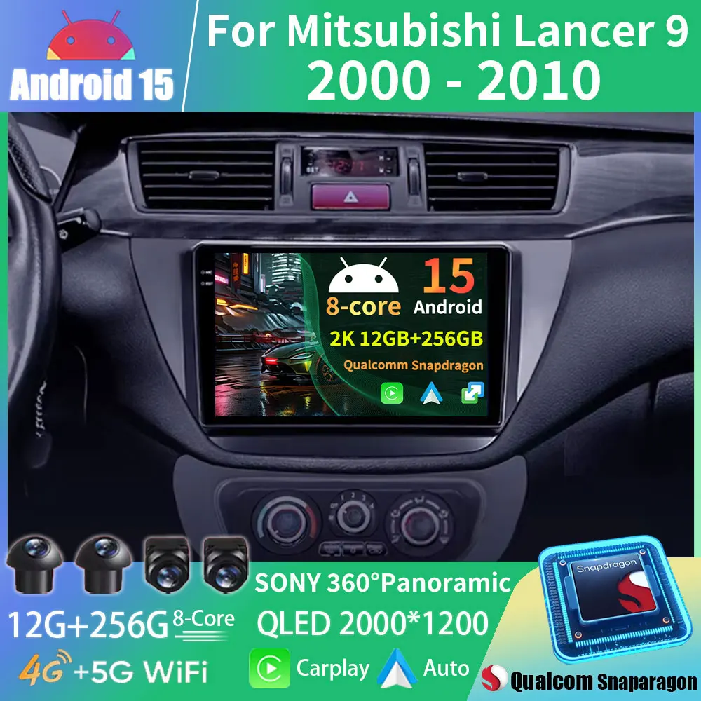

Android 15 Carplay Auto 2K Screen Car Radio Multimedia Player For Mitsubishi Lancer 9 CS 2000 - 2010 DSP Autoradio Stereo 2din